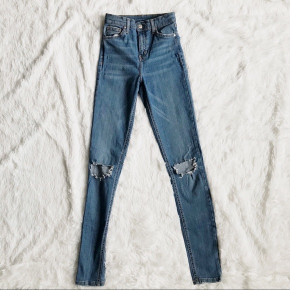 TOPSHOP Moto High Rise Skinny Distressed Jeans - Picture 2 of 6